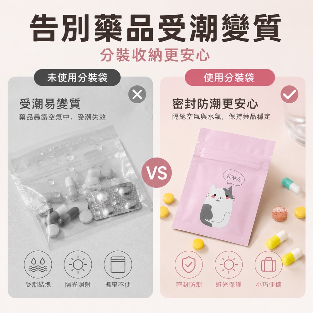鋁箔藥品分裝袋50入 分裝袋 藥品收納 旅行分裝袋 藥品收納袋 防潮藥袋 夾鏈藥袋 鋁箔袋 夾鏈袋-細節圖4
