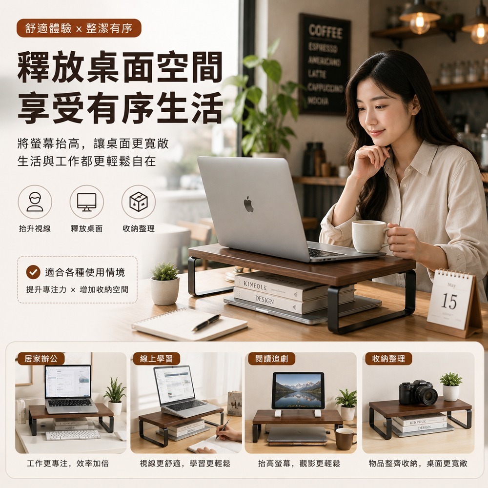 電腦螢幕墊高架 螢幕支架 螢幕增高 桌面收納 辦公桌收納 電腦架 筆電增高架 桌上架-細節圖3