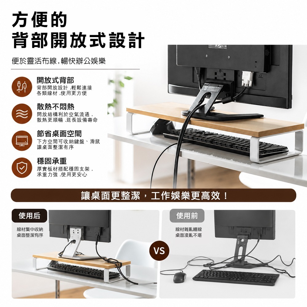 電腦螢幕墊高架 螢幕支架 螢幕增高 桌面收納 辦公桌收納 電腦架 筆電增高架 桌上架-細節圖6