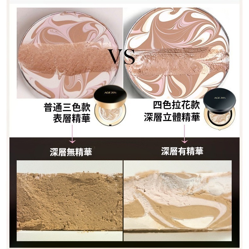 沃霸 💞Age20＇s 氣墊粉餅 bb霜 遮瑕 氣墊粉底 粉餅 防曬 四色拉花 逆齡無痕安瓶粉餅 爆水遮瑕-細節圖3