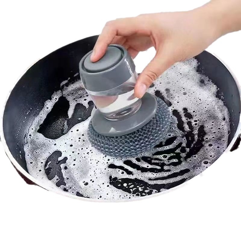 【現貨】洗碗神器 按壓出液洗碗刷 不傷鍋 不傷手 清潔刷 洗鍋刷 鋼圈刷 廚房家用 刷鍋神器 多功能清潔刷 清潔球-細節圖9