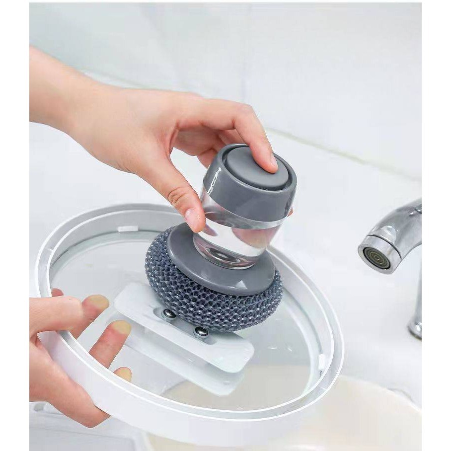 【現貨】洗碗神器 按壓出液洗碗刷 不傷鍋 不傷手 清潔刷 洗鍋刷 鋼圈刷 廚房家用 刷鍋神器 多功能清潔刷 清潔球-細節圖10