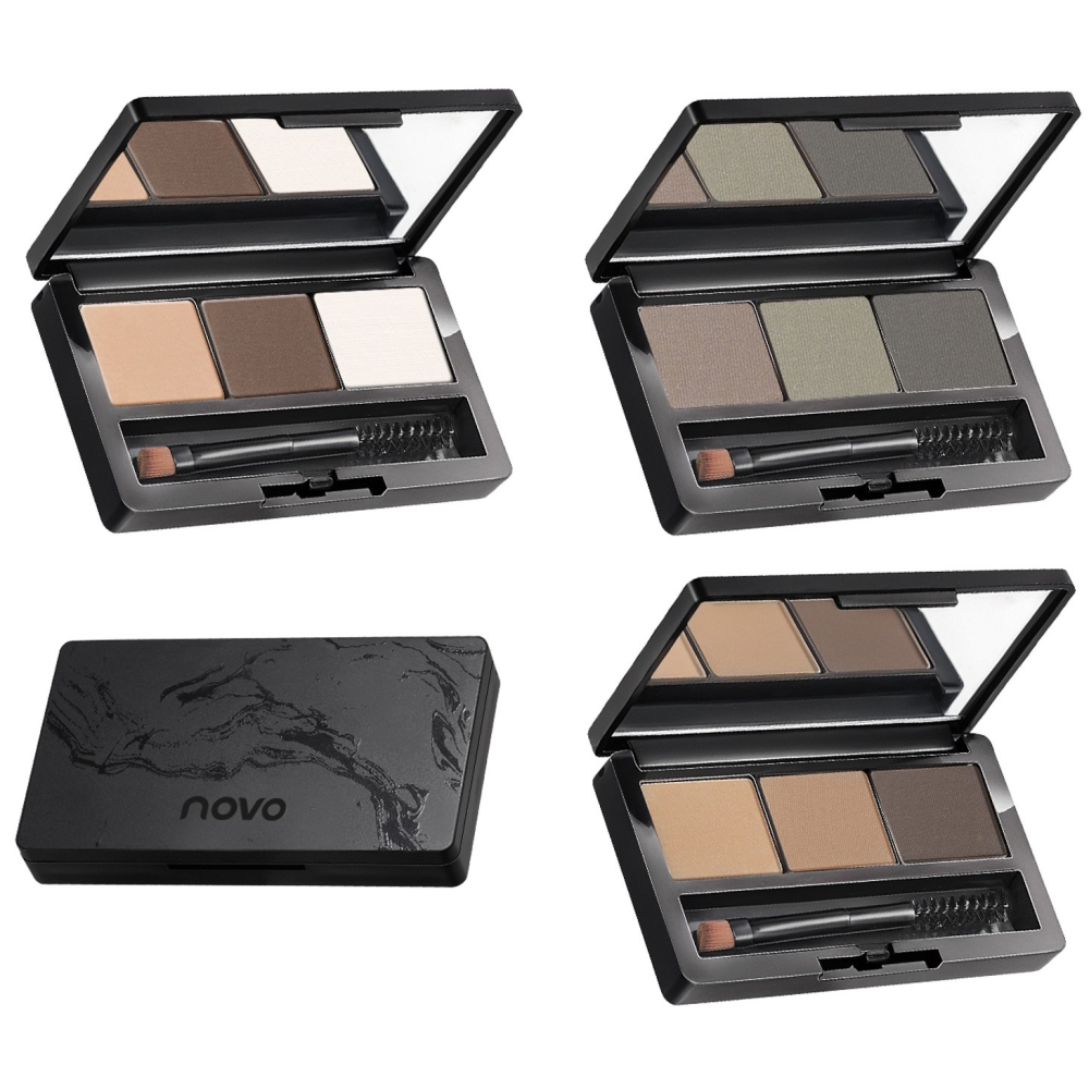 NOVO 霧色塑型三色眉粉  防水防汗 初學者眉筆 修容盤鼻影粉 持久不暈染 易上色-細節圖2