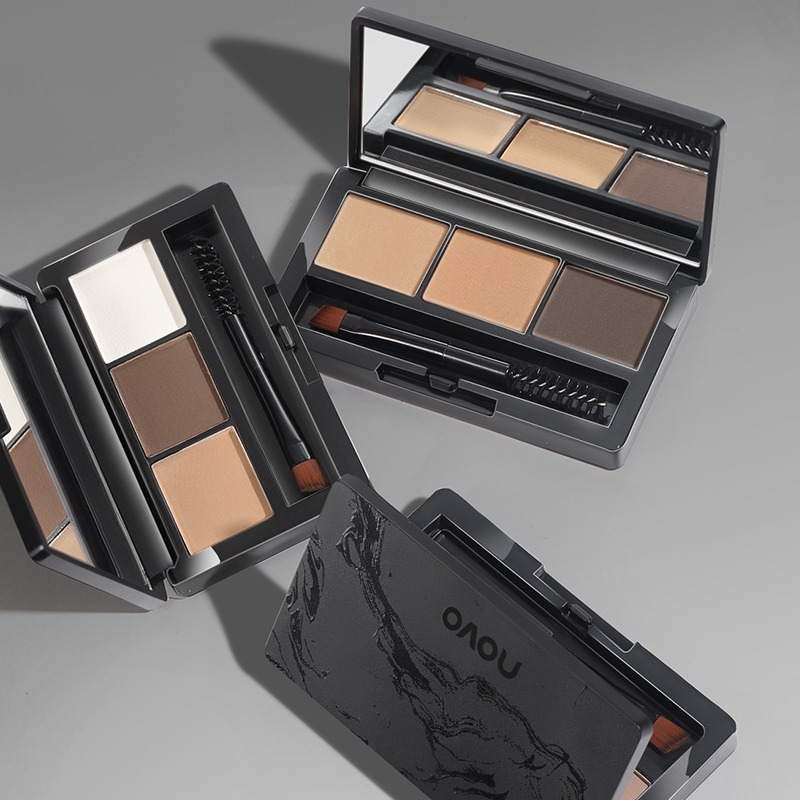 NOVO 霧色塑型三色眉粉  防水防汗 初學者眉筆 修容盤鼻影粉 持久不暈染 易上色-細節圖9