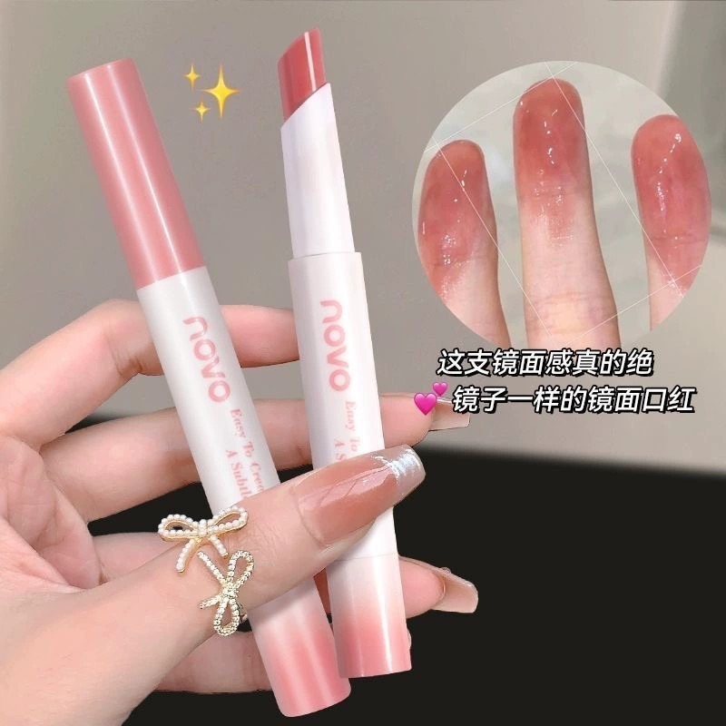 沃霸💞 NOVO 魅色透潤水光口紅 不掉色不沾杯口紅 素顏口紅 淡色口紅 脣膏 顯白口紅 滋潤保溼 防水 持久口紅脣蜜-細節圖5