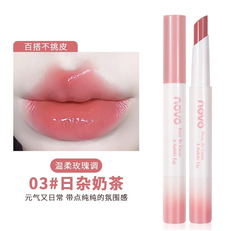 沃霸💞 NOVO 魅色透潤水光口紅 不掉色不沾杯口紅 素顏口紅 淡色口紅 脣膏 顯白口紅 滋潤保溼 防水 持久口紅脣蜜-規格圖9