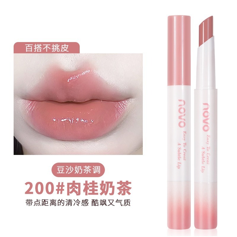 沃霸💞 NOVO 魅色透潤水光口紅 不掉色不沾杯口紅 素顏口紅 淡色口紅 脣膏 顯白口紅 滋潤保溼 防水 持久口紅脣蜜-規格圖9