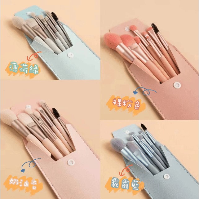 沃霸💞化妝刷具 迷你刷具 刷具組 旅行刷具 組隨身刷具 8支迷你旅行化妝刷套裝超柔軟學生眼影腮紅隨身-細節圖2