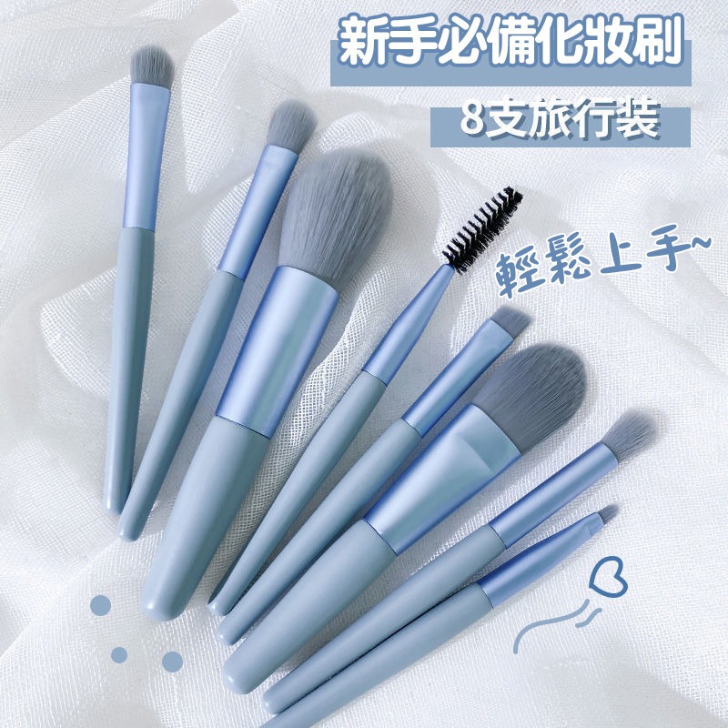 沃霸💞化妝刷具 迷你刷具 刷具組 旅行刷具 組隨身刷具 8支迷你旅行化妝刷套裝超柔軟學生眼影腮紅隨身-細節圖5