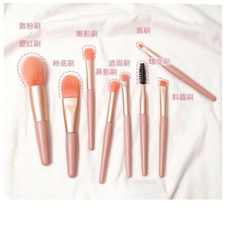 沃霸💞化妝刷具 迷你刷具 刷具組 旅行刷具 組隨身刷具 8支迷你旅行化妝刷套裝超柔軟學生眼影腮紅隨身-細節圖6