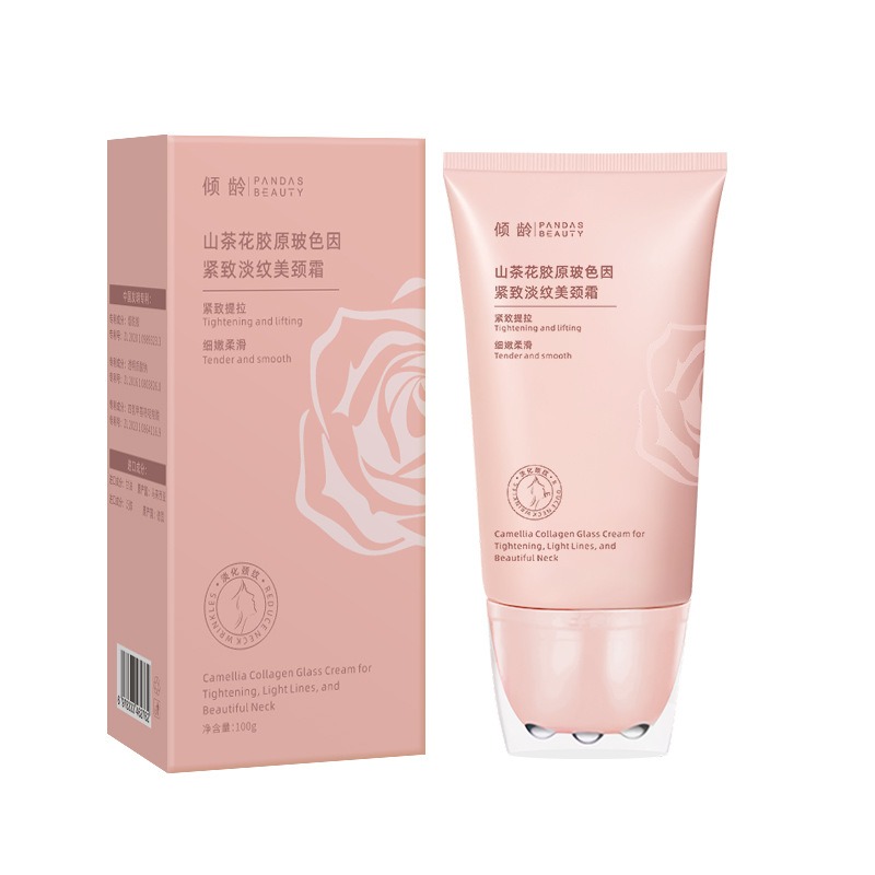 沃霸💞山茶花玻色因美頸霜 脖紋霜 撫平頸紋 提拉輪廓 緊緻提拉 保濕淡紋 敏感肌友善 頸部保養天鵝頸 滾珠按摩設計-細節圖2