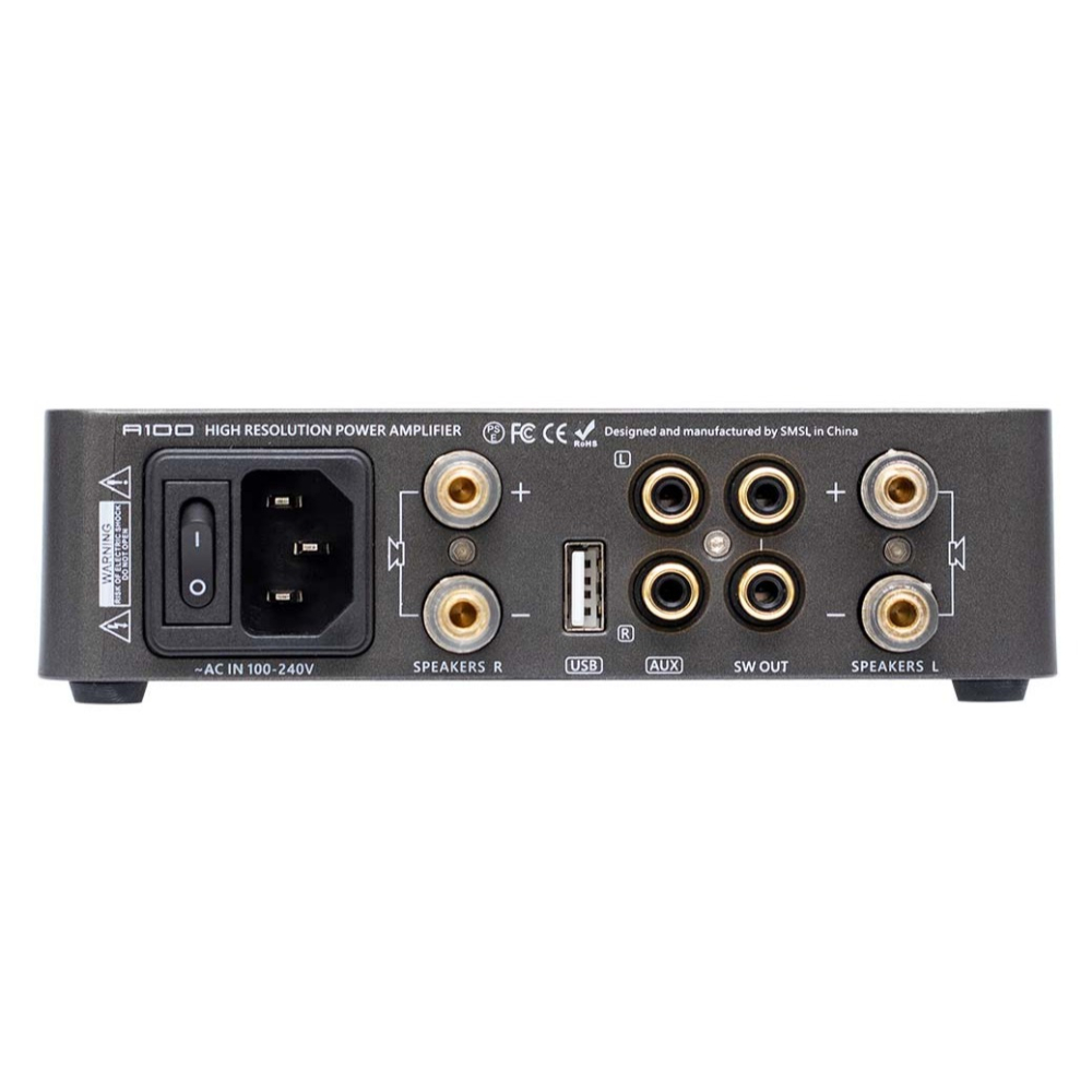 絕佳入門便當盒 SMSL A100 小型D類擴大機 Hi-Res認證 藍芽5.0+PC-USB+AUX+主動低音輸出-細節圖3