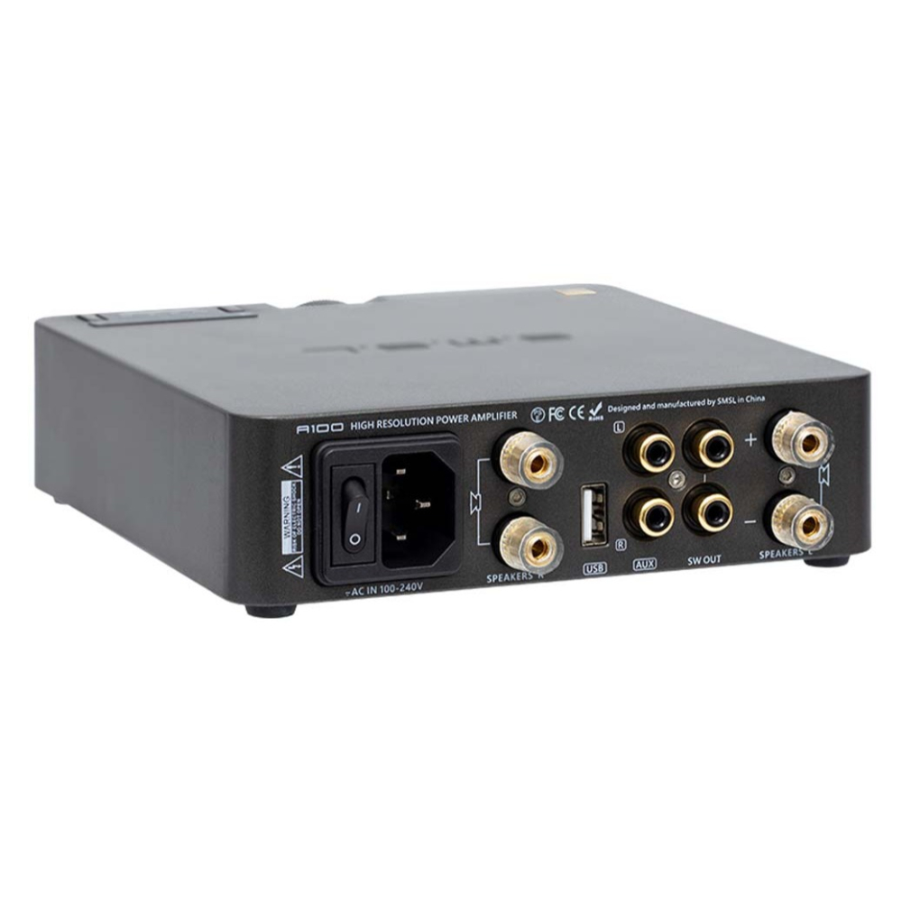 絕佳入門便當盒 SMSL A100 小型D類擴大機 Hi-Res認證 藍芽5.0+PC-USB+AUX+主動低音輸出-細節圖4