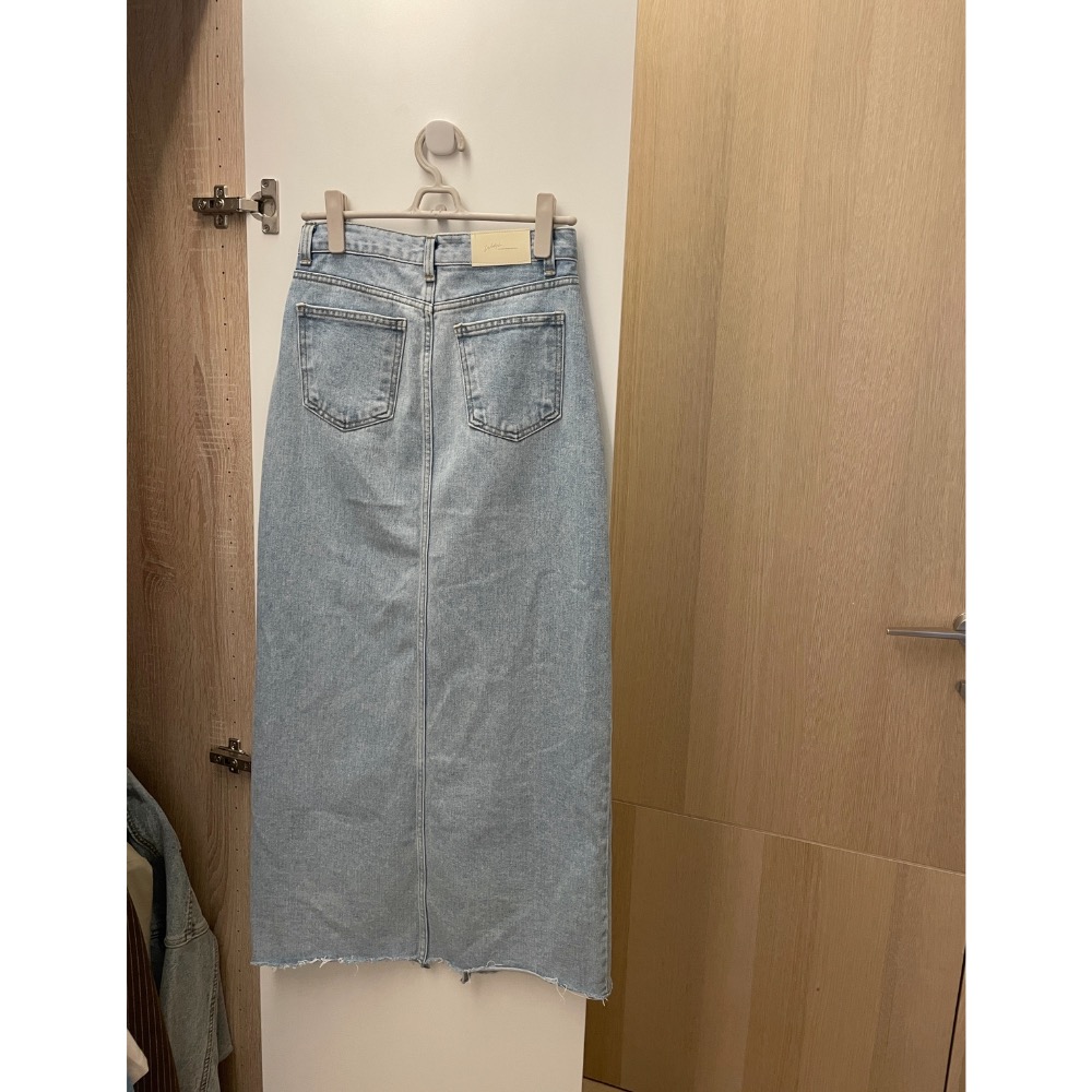 前開衩牛仔長裙-細節圖6