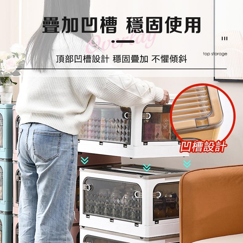 現貨快出【SGT】折疊收納箱 五開門收納櫃 摺疊收納箱 收納架 置物箱 衣物收納箱 萬向輪三層收納箱大容量 收納櫃-細節圖5