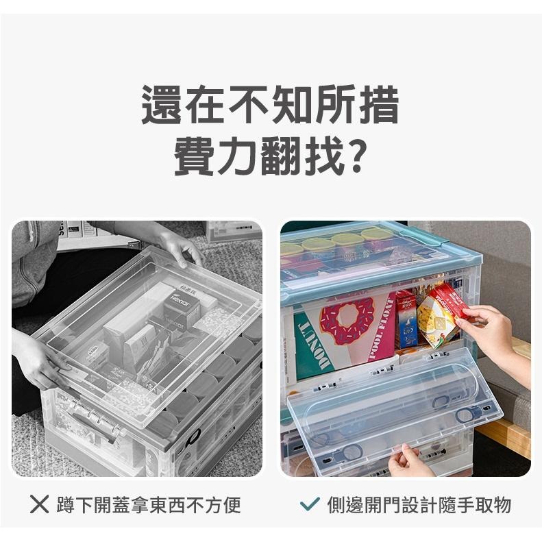 現貨快出【SGT】折疊收納箱 22L 三開門摺疊收納箱 滑輪整理箱 置物箱 衣服收納盒 衣櫃收納盒 折疊收納盒-細節圖2