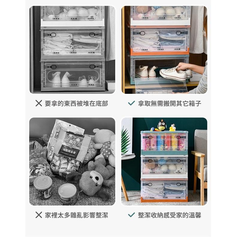 現貨快出【SGT】折疊收納箱 22L 三開門摺疊收納箱 滑輪整理箱 置物箱 衣服收納盒 衣櫃收納盒 折疊收納盒-細節圖7