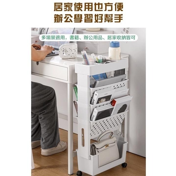移動書架 收納推車 五層滑輪置物架 桌邊置物架 收納櫃 書桌收納置物架 書本收納置物架-細節圖7