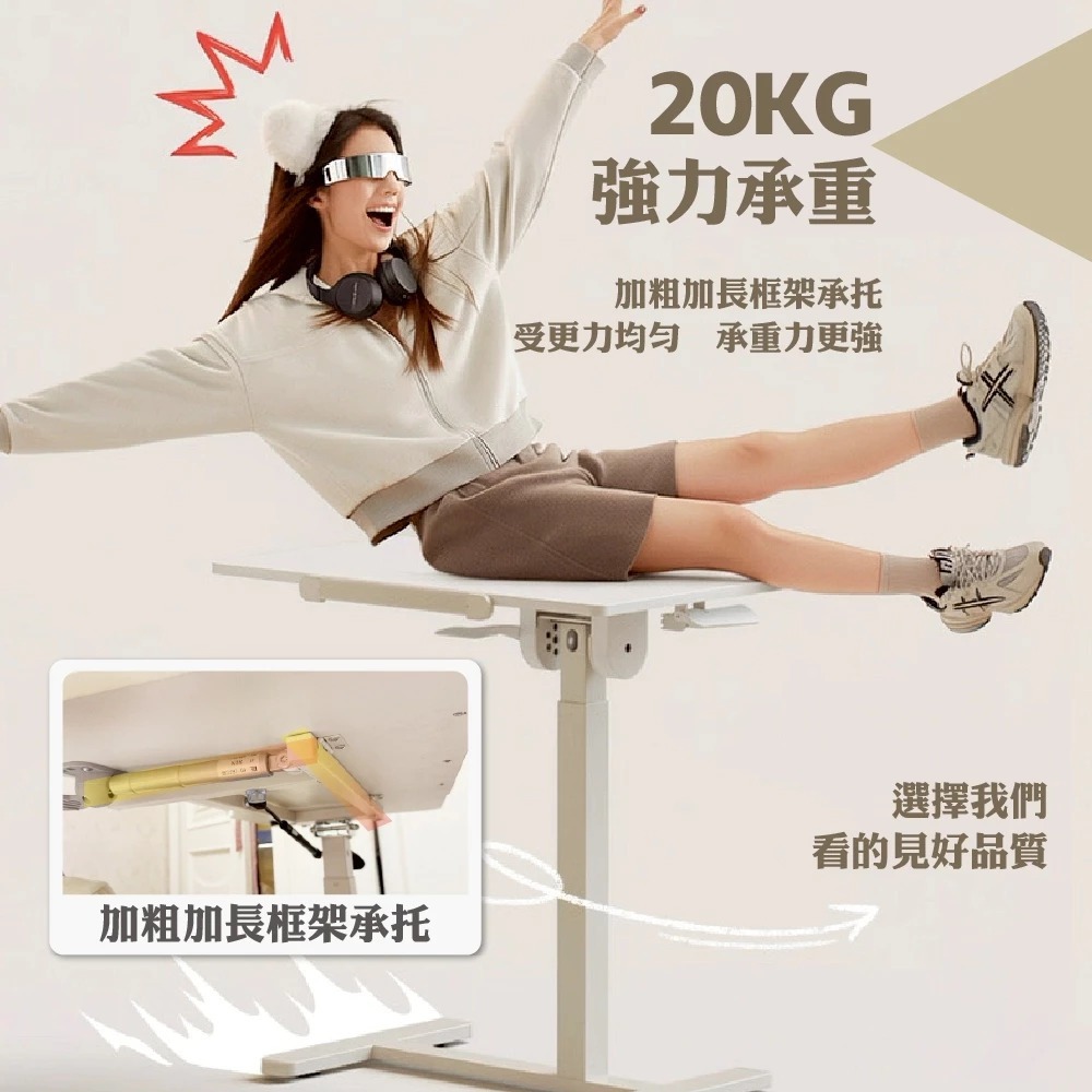 現貨快出【SGT】ALL in 1雙桌面 氣壓式升降桌 無段翻轉 緩降摺疊 邊桌 電腦桌 筆電桌 折疊桌 工作桌-細節圖8