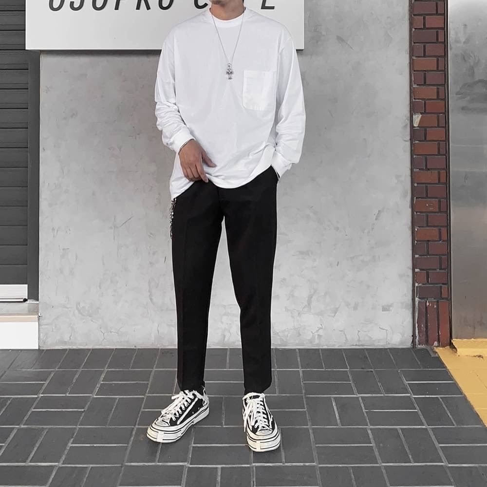 🔥現貨 韓國 純棉 復古 水洗 口袋 長T  羅紋袖 長袖T桖 寬鬆 落肩 OVERSIZE-細節圖6