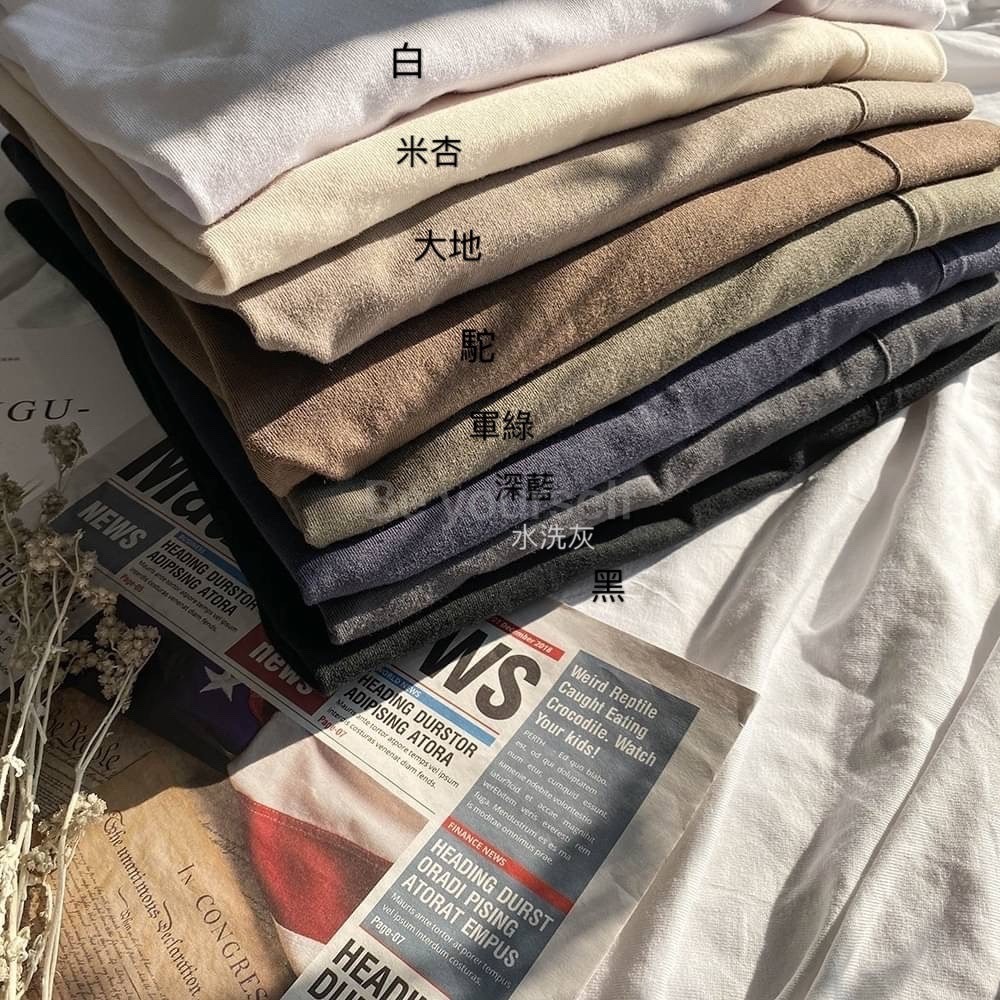 🔥現貨 韓國 純棉 復古 水洗 口袋 長T  羅紋袖 長袖T桖 寬鬆 落肩 OVERSIZE-細節圖8