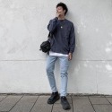 🔥現貨 韓國 純棉 復古 水洗 口袋 長T  羅紋袖 長袖T桖 寬鬆 落肩 OVERSIZE-規格圖11
