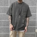 【B.Y】 現貨 古著 水洗 口袋 五分TEE 五分袖 口袋 短袖T桖 寬鬆 落肩 OVERSIZE-規格圖11