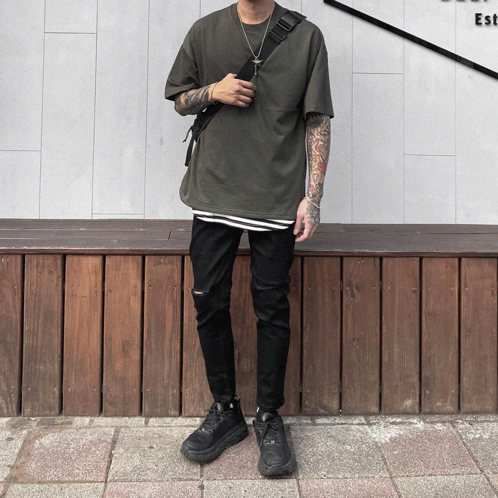 【B.Y】 🔥現貨 完美 古著 水洗 五分TEE 五分袖  短袖T桖 寬鬆 落肩 OVERSIZE-細節圖4