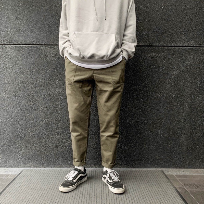 【B.Y】🔥本季最強 微寬 直筒 工作褲 軍裝褲 素面  百搭 上寬下窄-細節圖6