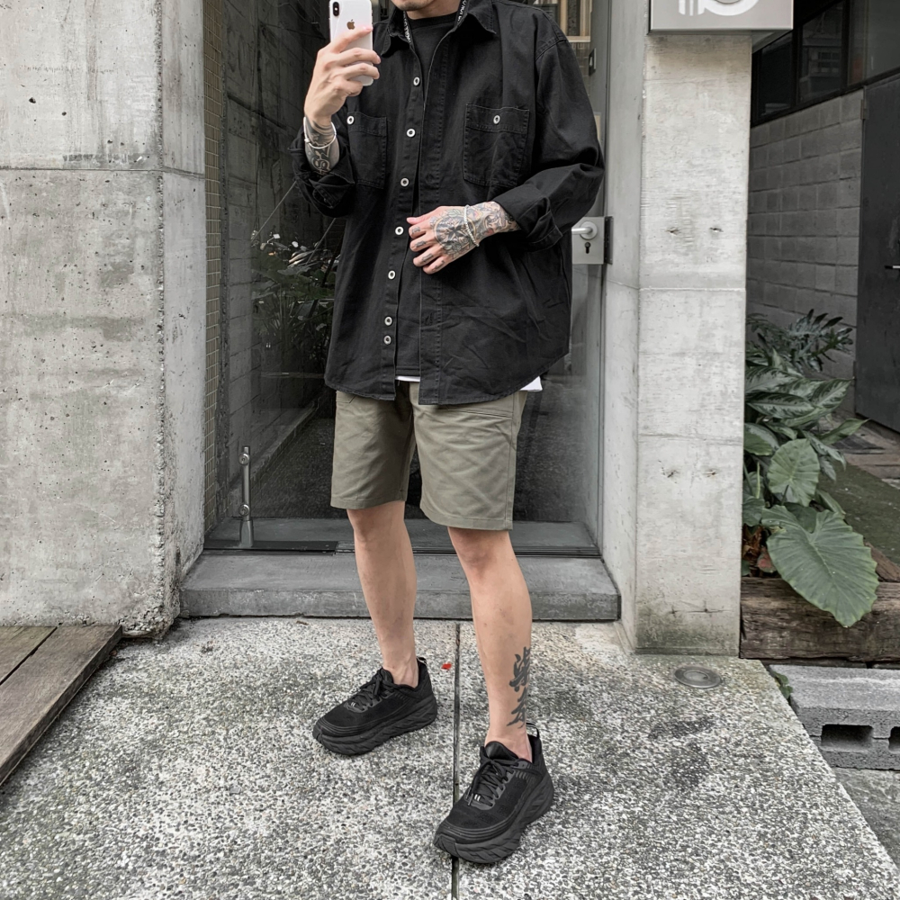 【B.Y】日系 質感 水洗 重磅 工作襯衫 工裝襯衫 長袖 襯衫 寬鬆 落肩 OVERSIZE 男生長袖襯衫-細節圖3