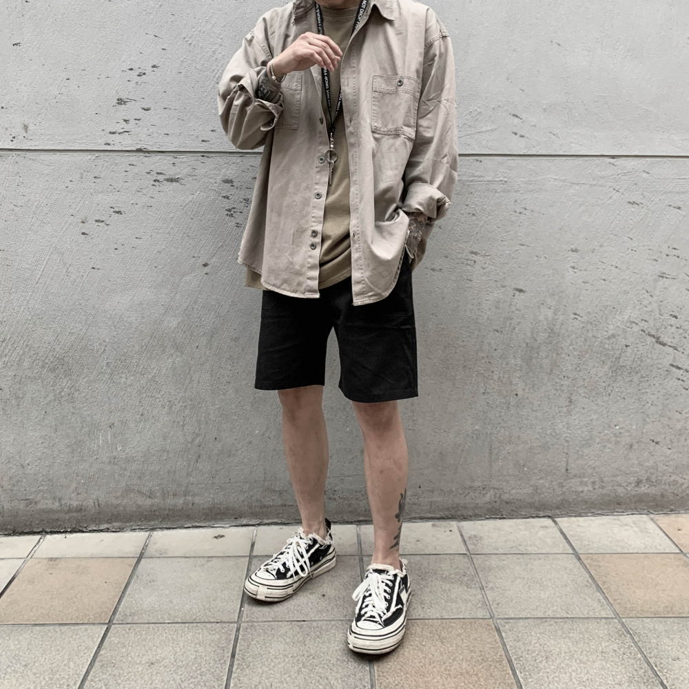 【B.Y】日系 質感 水洗 重磅 工作襯衫 工裝襯衫 長袖 襯衫 寬鬆 落肩 OVERSIZE 男生長袖襯衫-細節圖6