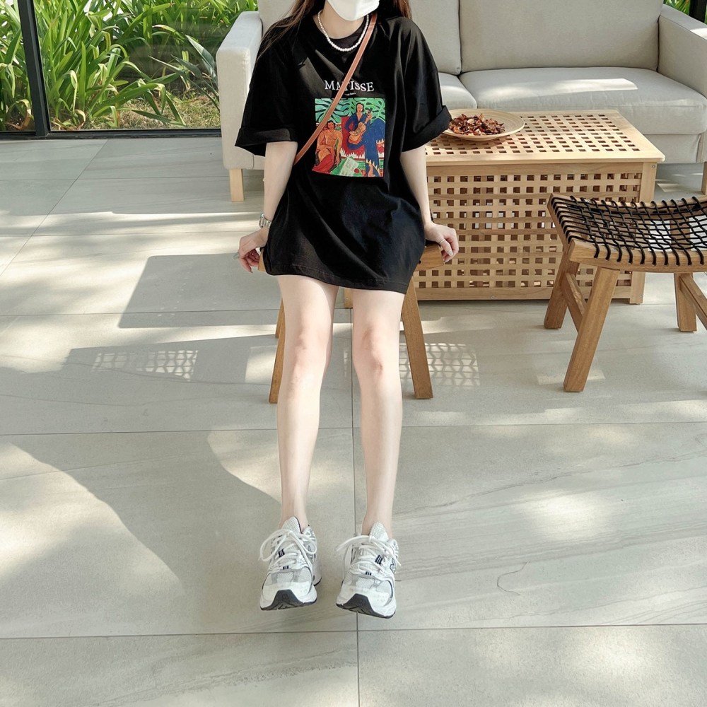 【B.Y】韓風 藝術 彩色 畫像 寬鬆 TEE 短袖T桖 寬鬆 落肩 OVERSIZE-細節圖5