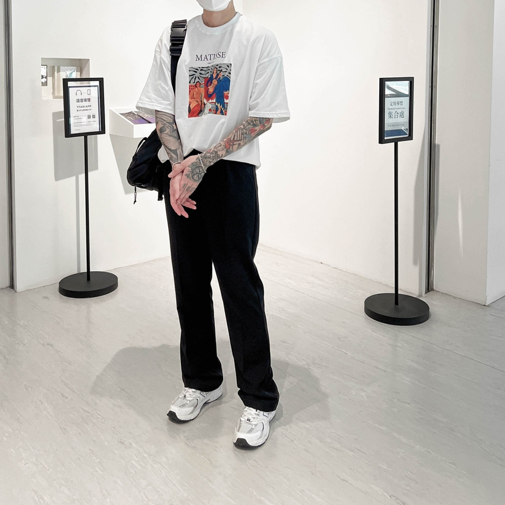 【B.Y】韓風 藝術 彩色 畫像 寬鬆 TEE 短袖T桖 寬鬆 落肩 OVERSIZE-細節圖6