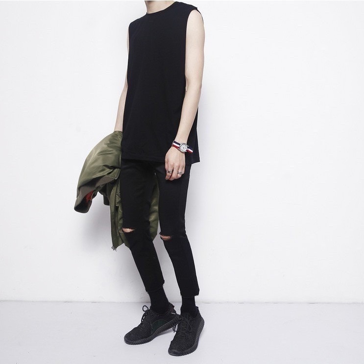 【B.Y】🔥主推 暗黑刀割 九分不修邊牛仔褲🇰🇷高磅 超彈力 不修邊 修腿刀割 破壞黑牛仔褲 黑色破褲 破褲-細節圖6