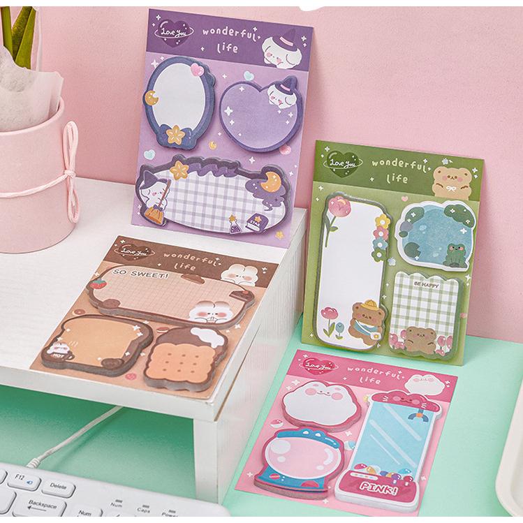 ✨eeshop✨【台灣現貨】可愛卡通組合便利貼 留言異形N次貼 學生文具留言條 記事本 少女心-細節圖2