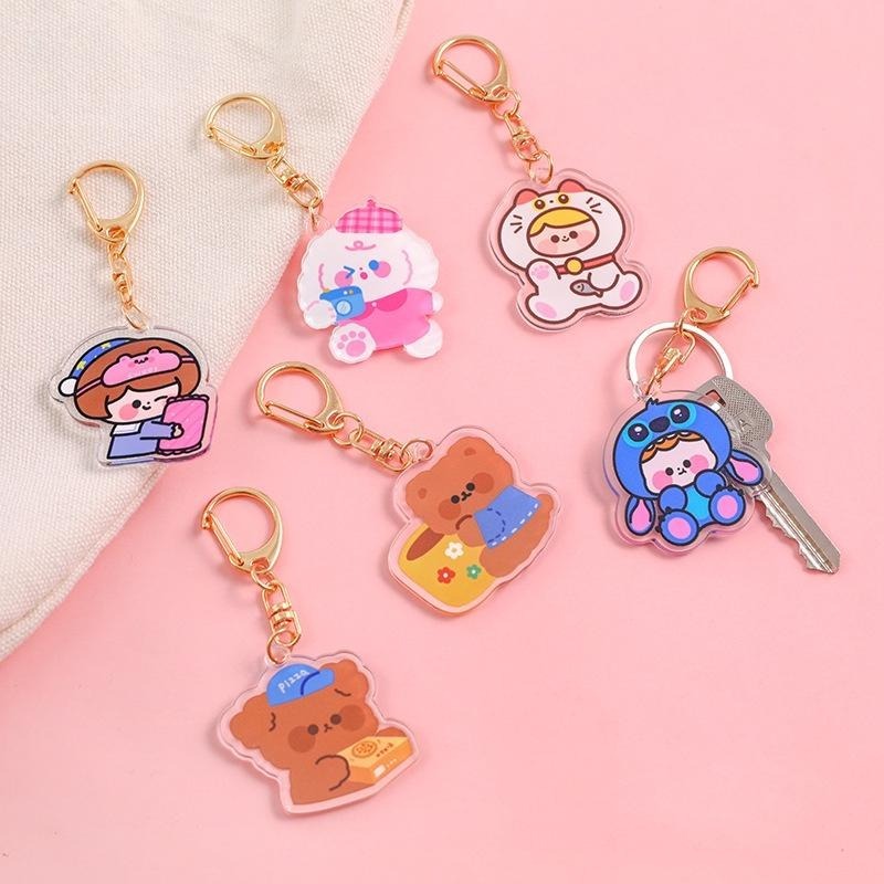 ✨eeshop✨【台灣現貨】卡通壓克力鑰匙扣 包包背包掛飾 吊飾 鑰匙圈-細節圖2