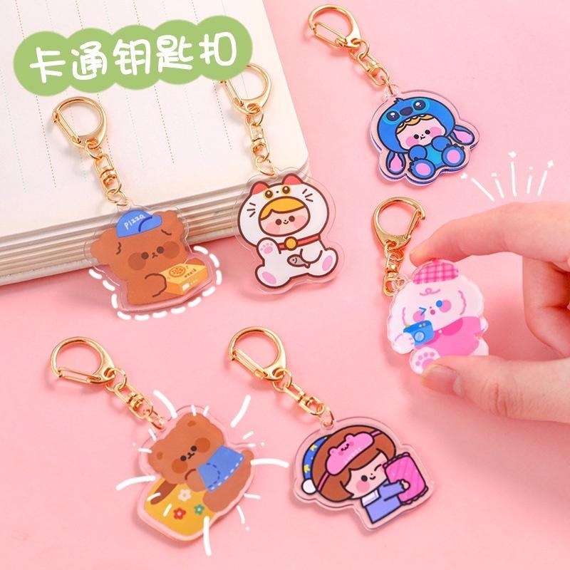 ✨eeshop✨【台灣現貨】卡通壓克力鑰匙扣 包包背包掛飾 吊飾 鑰匙圈-細節圖3