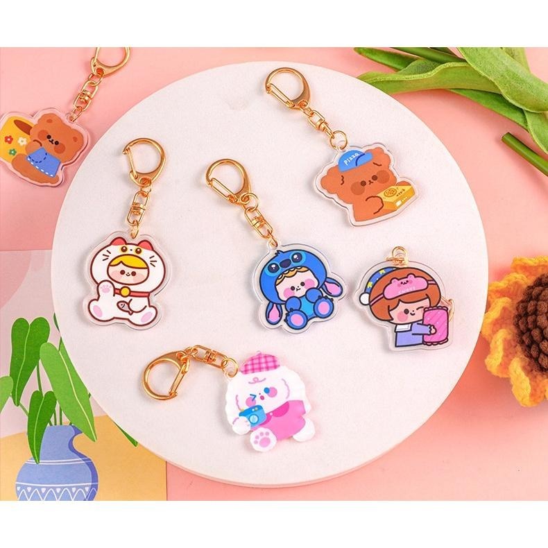 ✨eeshop✨【台灣現貨】卡通壓克力鑰匙扣 包包背包掛飾 吊飾 鑰匙圈-細節圖4