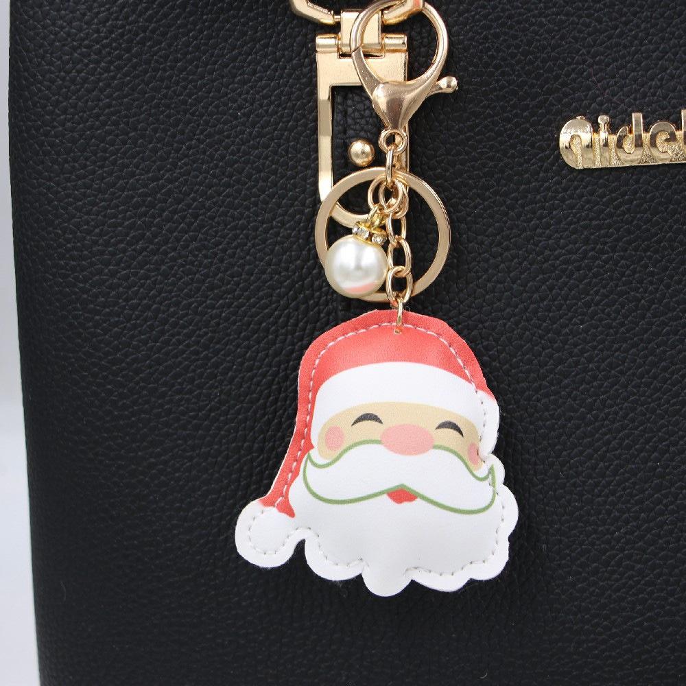 🎀 e家雜貨 🎀【台灣現貨】可愛聖誕節皮革鑰匙扣 鑰匙圈 包包背包掛飾 吊飾 聖誕老人 麋鹿 小貓-細節圖2