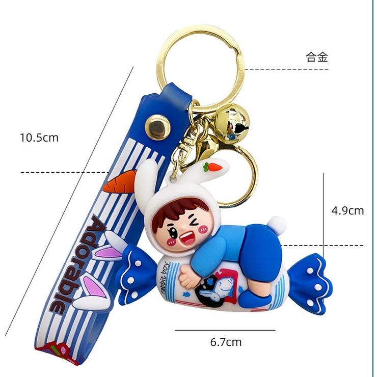 🎀 e家雜貨 🎀【台灣現貨】(E307)奶糖兔鑰匙扣 包包背包掛飾 吊飾-細節圖4