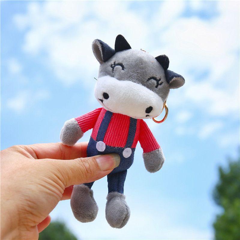 🎀 e家雜貨 🎀【台灣現貨】可愛創意卡通網紅小牛公仔毛絨掛件 可愛布娃娃 掛飾 鑰匙扣-細節圖4