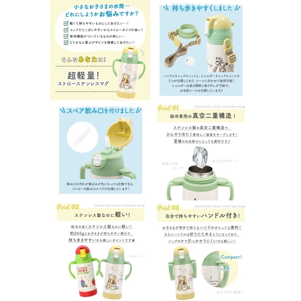 《現貨》日本 - Skater 2 ways 不鏽鋼雙耳保冷保溫吸管水壺-細節圖2