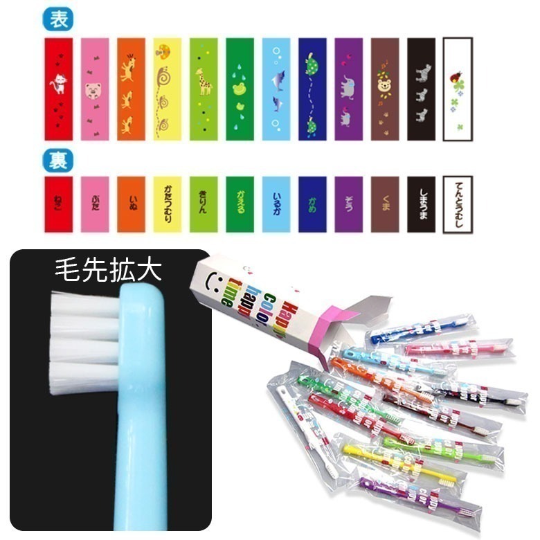 《現貨》日本製- HAPPY COLOR可愛兒童牙刷系列 (12入)-細節圖6