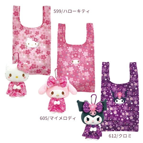 《預購》日本 - 櫻花限定🌸｜三麗鷗櫻花和服娃娃購物袋-細節圖2