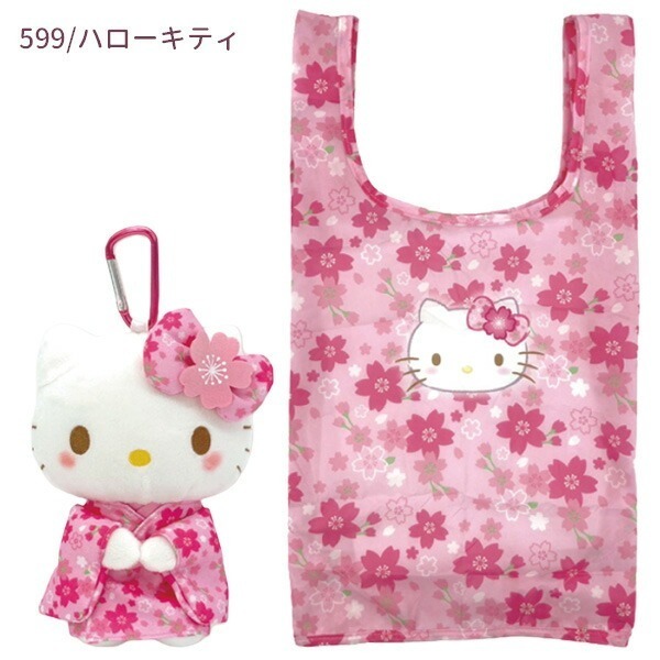 《預購》日本 - 櫻花限定🌸｜三麗鷗櫻花和服娃娃購物袋-細節圖4