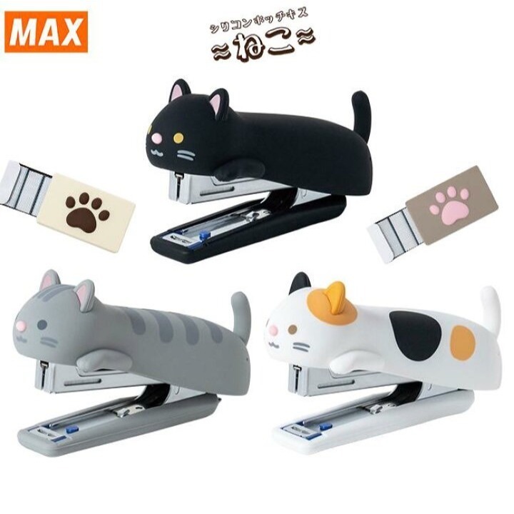 《預購》日本 -  MAX 貓咪造型釘書機-細節圖2