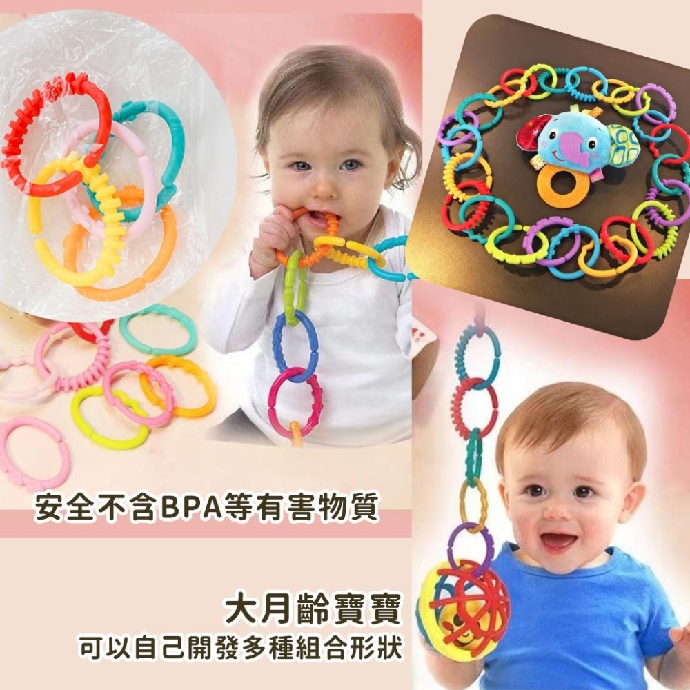 現貨秒出 嬰兒彩虹圈五件組 手抓環 扣環 彩虹環  推車扣環 健力架扣環 鮮艷色五件組 ｜Gography-細節圖4