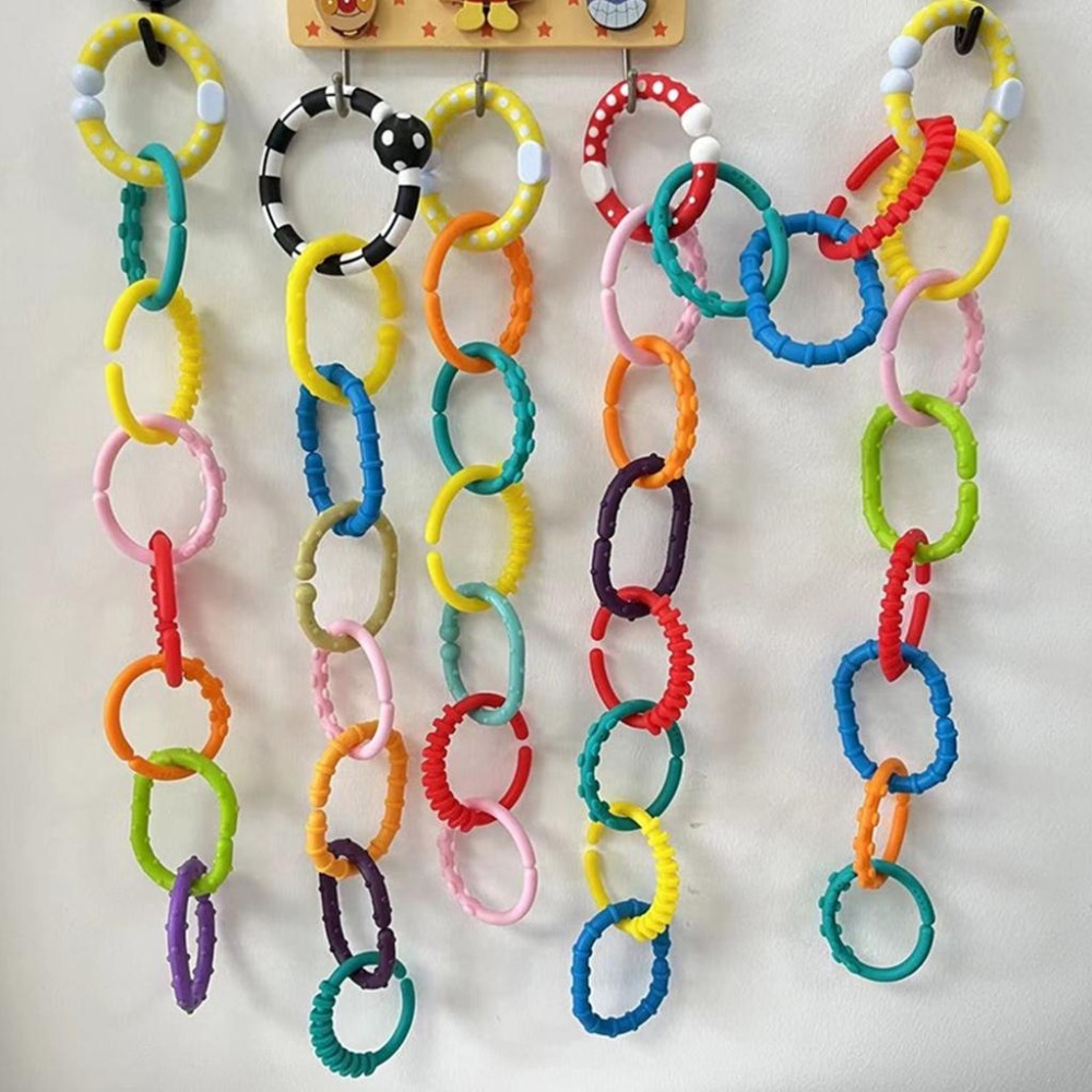 現貨秒出 嬰兒彩虹圈五件組 手抓環 扣環 彩虹環  推車扣環 健力架扣環 鮮艷色五件組 ｜Gography-細節圖9