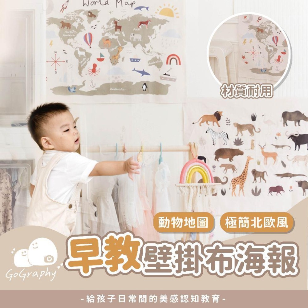 現貨 學習區佈置 早教壁掛布海報 北歐風棉麻掛布 背景布 認知掛圖海報 繪本手繪風格畫風海報 帆布海報｜Gography-細節圖10