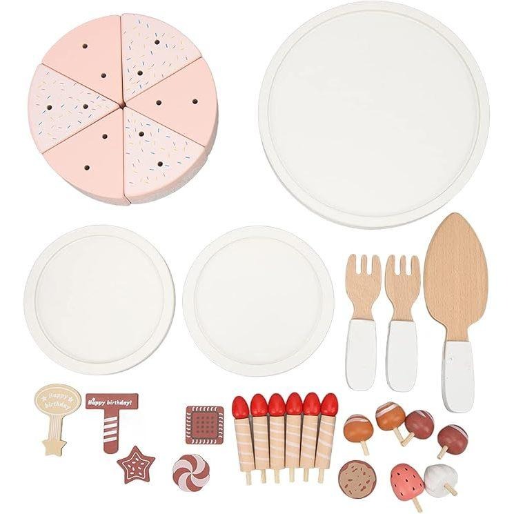 現貨秒出｜木質蛋糕 蛋糕 生日蛋糕 假蛋糕 木製切切樂 蛋糕模型 擺飾 道具 慶生 生日 兒童｜Gography-細節圖3